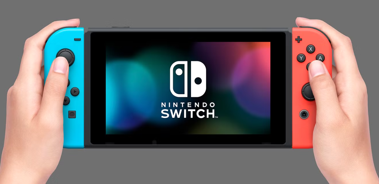 Graphic showing someone holding the joycons in gampad controller mode