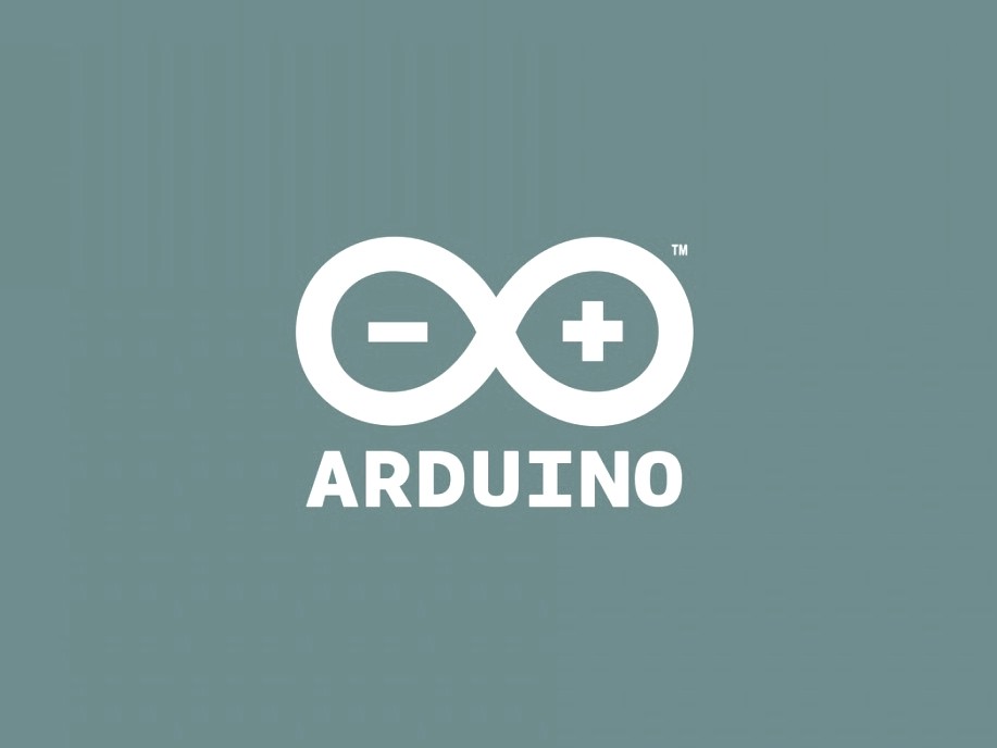 The Arduino Logo: the infinity loop with a minus sign in the left loop and a plus sign in the right loop, and Arduino written below.