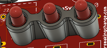 A view of the LipSync PCB with the 3 LEDs held in place with a spacer