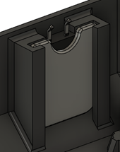A CAD render of a switch in a panel mount, with the retaining plate in place