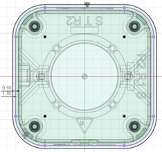 The base of the oak joystick, with a sketch offsetting the perimeter . 
