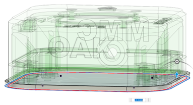 The oak joystick with the perimeter being extruded up. 