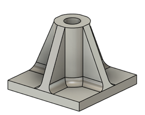 The same screw post, with ribs and filets added