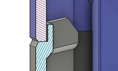 A cross section of a device enclosure with a shadow line
