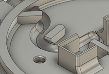 A CAD rendering of the Interact switch, showing the cable routing channel.