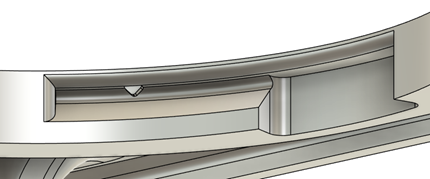 A close up of the slot in the rocker switch. 