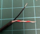 Stereo cable stripped and wrapped as a mono cable